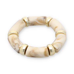 Bracelets en r&eacute;sine Dor&eacute;-blanc cass&eacute;-beige