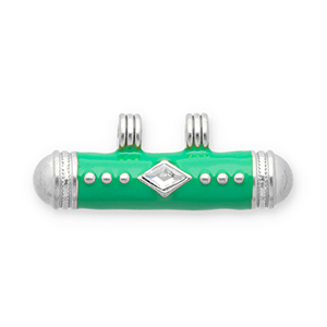 Message bead breloques en acier Inox Argent&eacute;-vert-transparent
