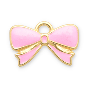 Breloques en acier Inox n&oelig;ud Dor&eacute;-rose