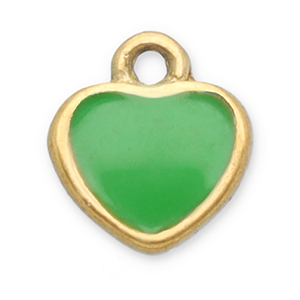 Breloques en acier Inox c&oelig;ur Dor&eacute;-vert clair