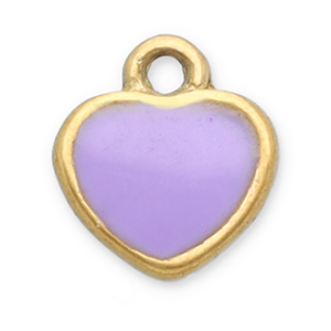 Breloques en acier Inox c&oelig;ur Dor&eacute;-lilas