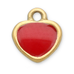 Breloques en acier Inox c&oelig;ur Dor&eacute;-rouge