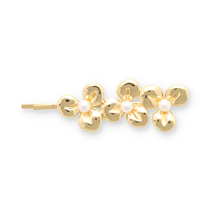 Accessoires pour cheveux epingle &agrave; cheveux fleurs avec imitations perles Dor&eacute;-blanc