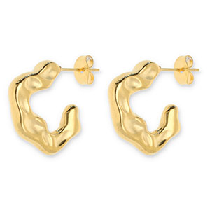 Boucles d'oreilles / puces en acier Inox irr&eacute;gulier Dor&eacute;