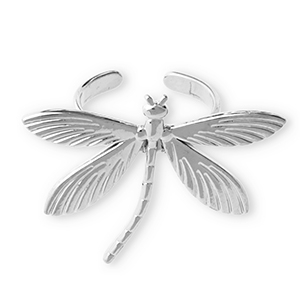 Bagues en acier Inox libellule Argent&eacute;