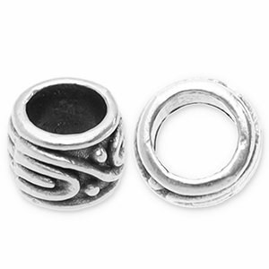Perles en m&eacute;tal DQ tube Argent&eacute; antique (sans nickel)