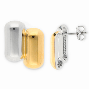 Boucles d'oreilles / puces en acier Inox Dor&eacute;-argent&eacute;