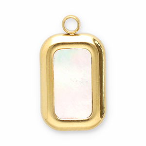 Breloques en acier Inox coquillage rectangle Dor&eacute;-blanc