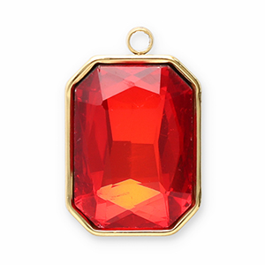Breloques en acier Inox facett&eacute;e rectangle Dor&eacute;-rouge