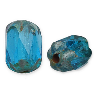 Perles tch&egrave;ques FPB ovale 6x4mm Aqua-dark travertin