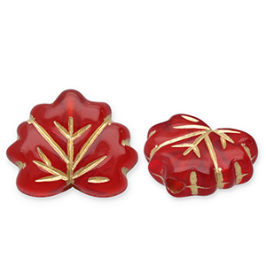 Perles acryliques feuille Rouge-dor&eacute;
