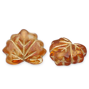 Perles acryliques feuille Marron cognac-dor&eacute;