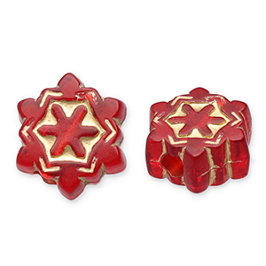 Perles acryliques flocon de neige Rouge-dor&eacute;