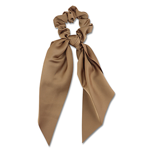 Elastique pour cheveux chouchou avec ruban Marron
