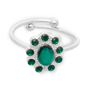 Bagues en acier Inox Argent&eacute;-vert fonc&eacute;