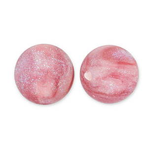 Perles acryliques avec pailletes 8 mm Rose-turquoise