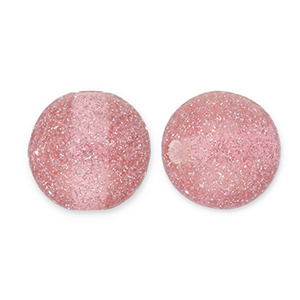 Perles acryliques avec pailletes 8 mm Rose mauve-argent&eacute;