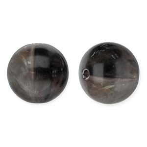 Perles acryliques 12 mm rond Gris fonc&eacute;-blanc