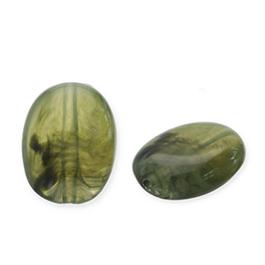 Perles acryliques ovale Vert olive
