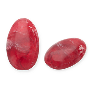 Perles acryliques oblong ovale Rouge-blanc