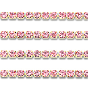 Cha&icirc;ne strass en acier Inox 4mm Dor&eacute;-rose