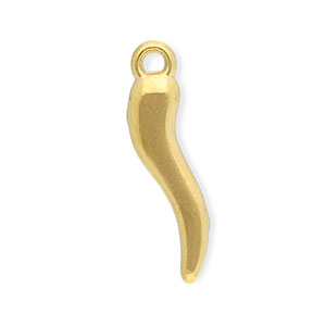 Breloques en acier Inox corne porte-bonheur Dor&eacute;