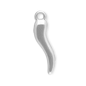 Breloques en acier Inox corne porte-bonheur Argent&eacute;
