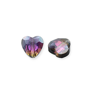 Perles &agrave; facettes Fashion coeur Anthracite-AB coating