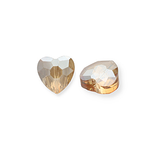 Perles &agrave; facettes Fashion coeur Beige p&ecirc;che-pearl shine coating