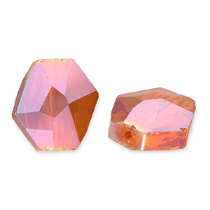 Perles &agrave; facettes Fashion hexagone Orange flamme-AB coating