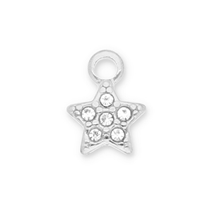Breloques en acier Inox &eacute;toile avec strass Argent&eacute;-transparent