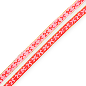BY31&reg; Ruban texte n&oelig;uds Rose clair-rouge-dor&eacute;