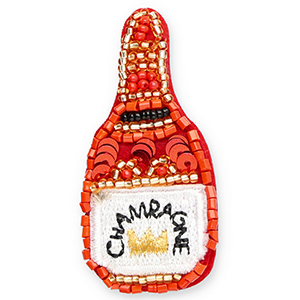 Broches bouteille champagne Red-white-gold