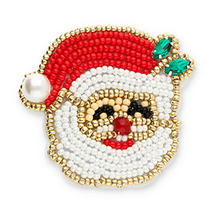 Broches p&egrave;re no&euml;l Rouge-blanc-dor&eacute;
