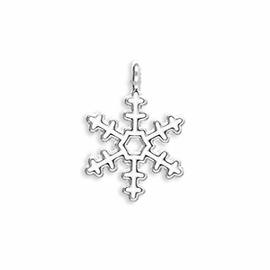 Breloques en m&eacute;tal flocon de neige Argent&eacute;-blanc