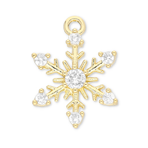 M&eacute;tal TQ laiton breloques flocon de neige Dor&eacute;-transparent