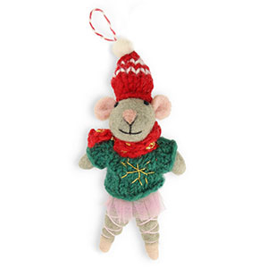 Breloque tendance feutre souris Gris-vert-rojo-rose