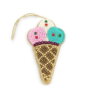 Breloque tendance cornet de glace Marron-multicolore-dor&eacute;