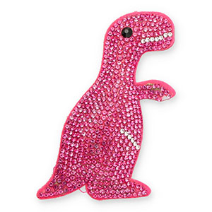 Pendentifs accroche-regard avec strass dinosaure Rose fonc&eacute;-cristal-noir