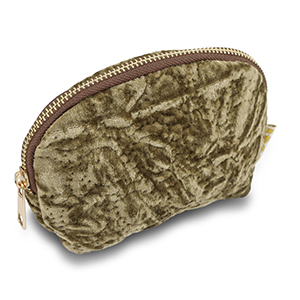 BY31&reg; Trousse en velours avec des cercles cousus Marron olive