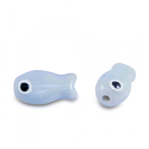 Perles en c&eacute;ramique poisson Bleu clair