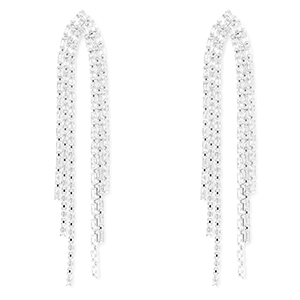 Boucles d'oreilles / puces d&rsquo;oreilles en laiton Eco-brass&reg; avec zirconium Argent&eacute;-cristal