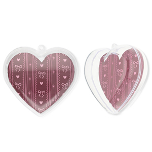 D&eacute;coration transparente coeur Rouge vin de baies-rose clair