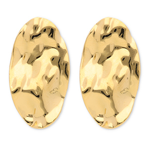 Boucles d'oreilles / puces en acier Inox ovale Dor&eacute;