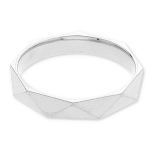 Bagues en acier Inox facett&eacute;e Argent&eacute;