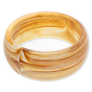Bracelets jonc en r&eacute;sine Marron camel-blanc