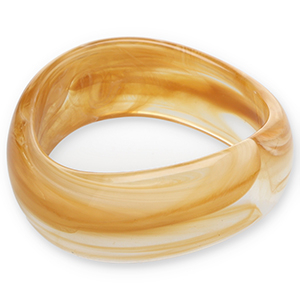 Bracelets jonc en r&eacute;sine Marron camel-blanc