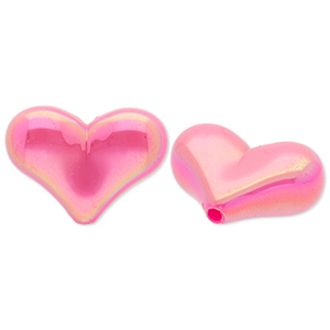Perles acryliques c&oelig;ur Rose fonc&eacute;-AB coating