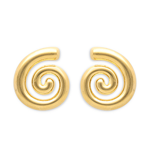 Boucles d'oreilles puces en acier Inox spirale Dor&eacute;