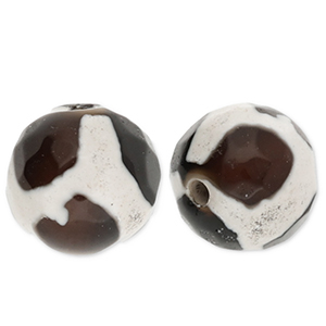 Perles en pierre naturelle Calc&eacute;doine 8&nbsp;mm Noir-marron-blanc